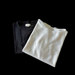 Express Tricot Bundle Black & White Textured Short Sleeve Tops Size M